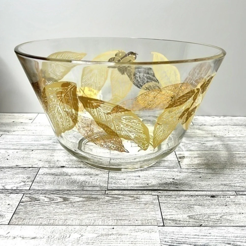 Vintage Mid Century Gold Leaf Bowl Set of 3